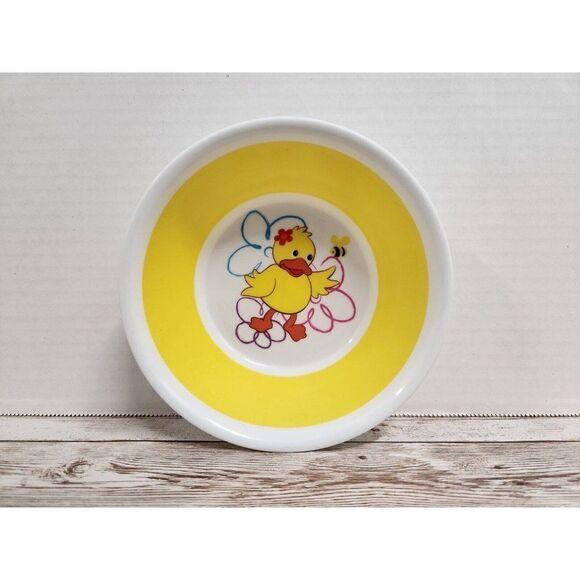 Vintage Set 6 Duck Serving Set Plate Bowl Fork Spoon Sippy Cup Section Tray - Picture 7 of 13